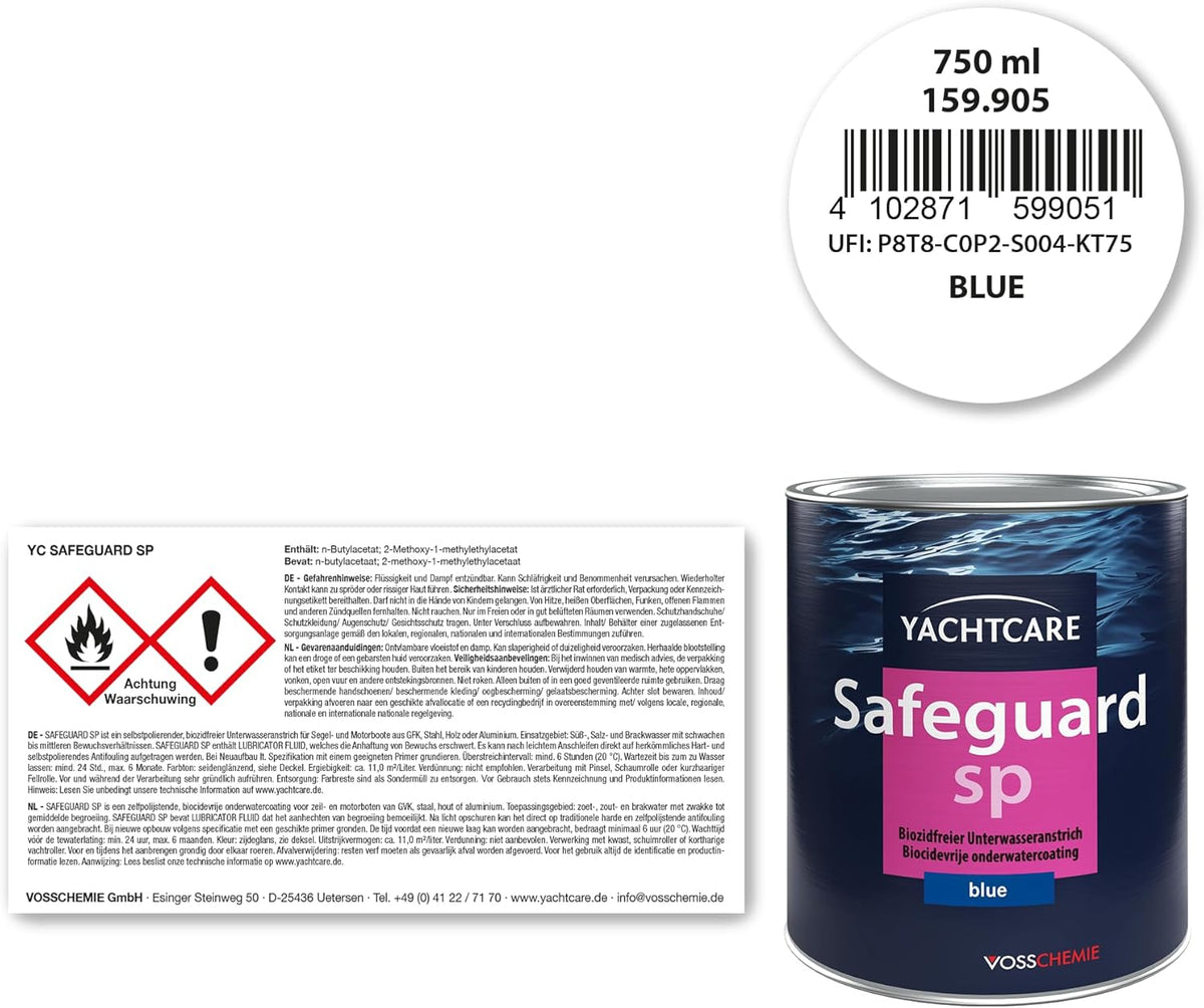 Yachtcare Safeguard SP 750ml - Recubrimiento subacuático sin biocidas para veleros y lanchas a motor - Protección contra las incrustaciones para embarcaciones de PRFV