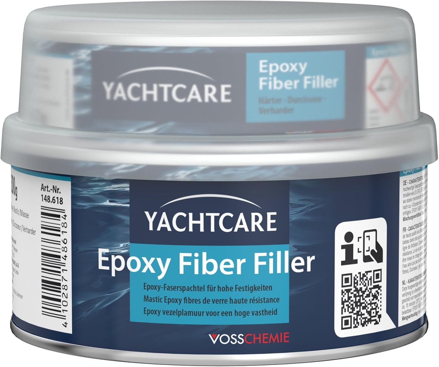 Yachtcare Epoxy Fiber Filler Glasfaserspachtel 500g - Faserverstärkte Epoxy Spachtelmasse, hellblau