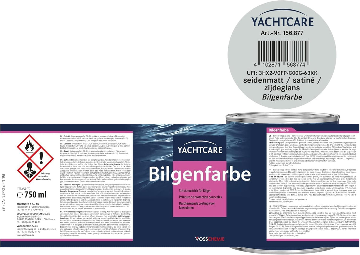 Pintura para sentinas Yachtcare para embarcaciones, gris, 750ML
