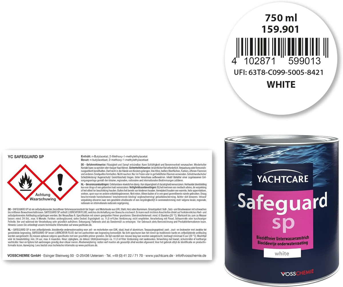 Yachtcare Safeguard SP 750ml - Recubrimiento subacuático sin biocidas para veleros y lanchas a motor - Protección contra las incrustaciones para embarcaciones de PRFV
