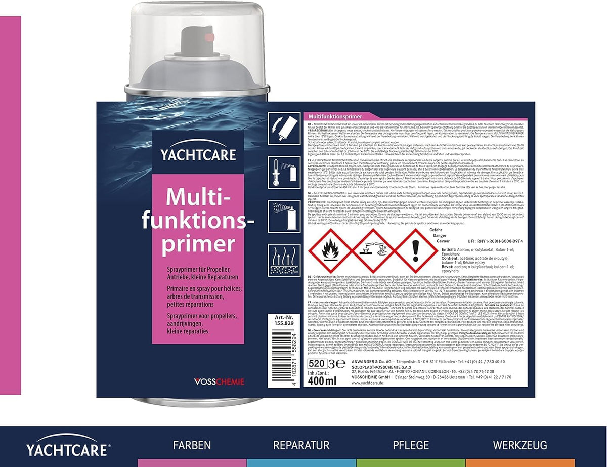 Imprimación multifunción Yachtcare - Imprimación epoxi y promotor de adherencia en aerosol - 400ml - gris