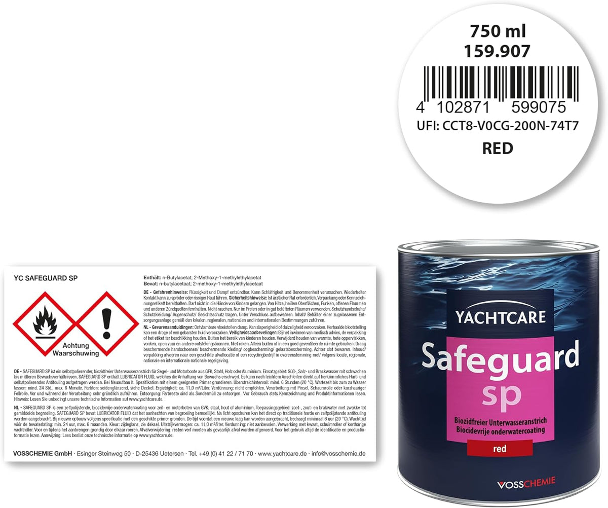 Yachtcare Safeguard SP 750ml - Recubrimiento subacuático sin biocidas para veleros y lanchas a motor - Protección contra las incrustaciones para embarcaciones de PRFV