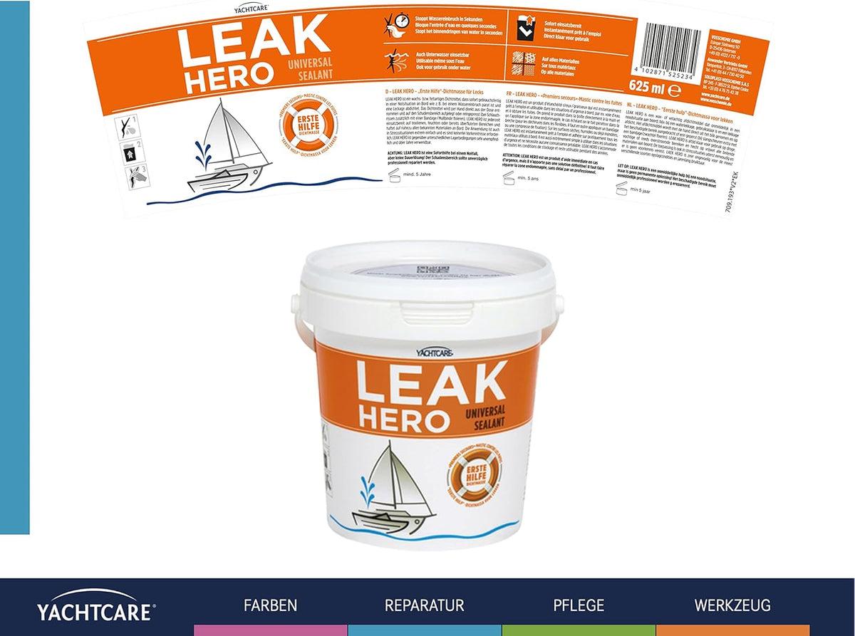 Yachtcare Leak Hero - Sellador de emergencia de fugas para embarcaciones y yates - masilla impermeable para agujeros de 625 ml, marrón