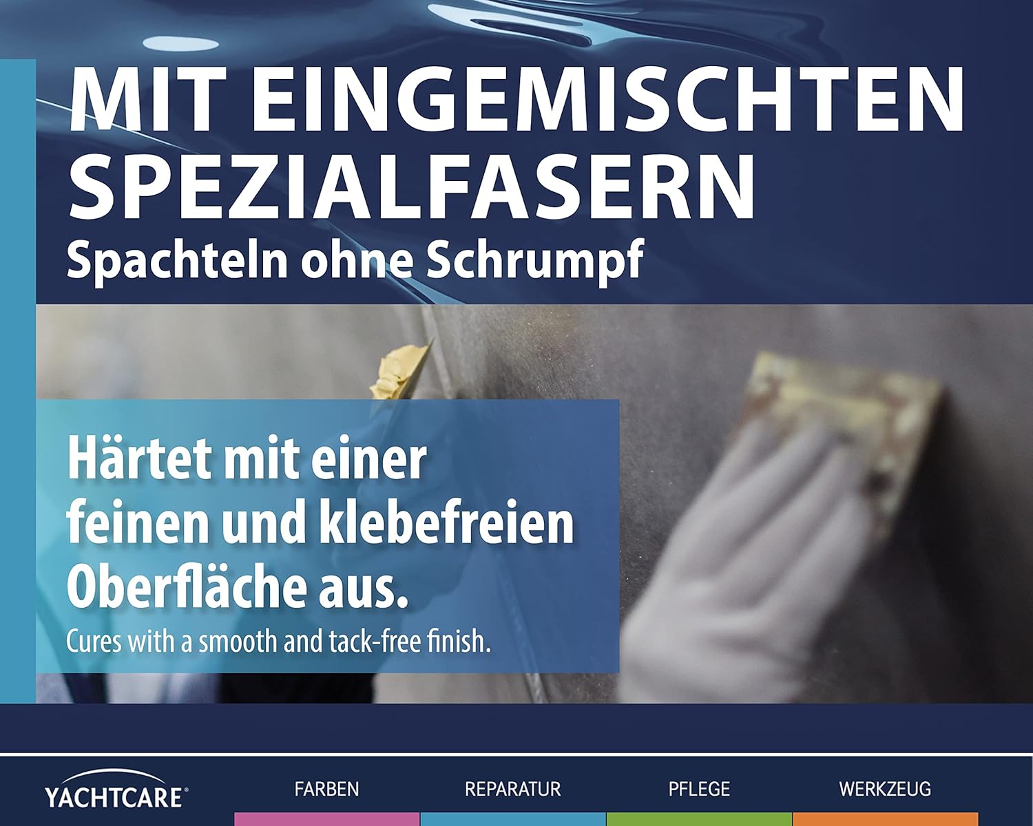 Yachtcare Epoxy Fiber Filler Glasfaserspachtel 500g - Faserverstärkte Epoxy Spachtelmasse, hellblau