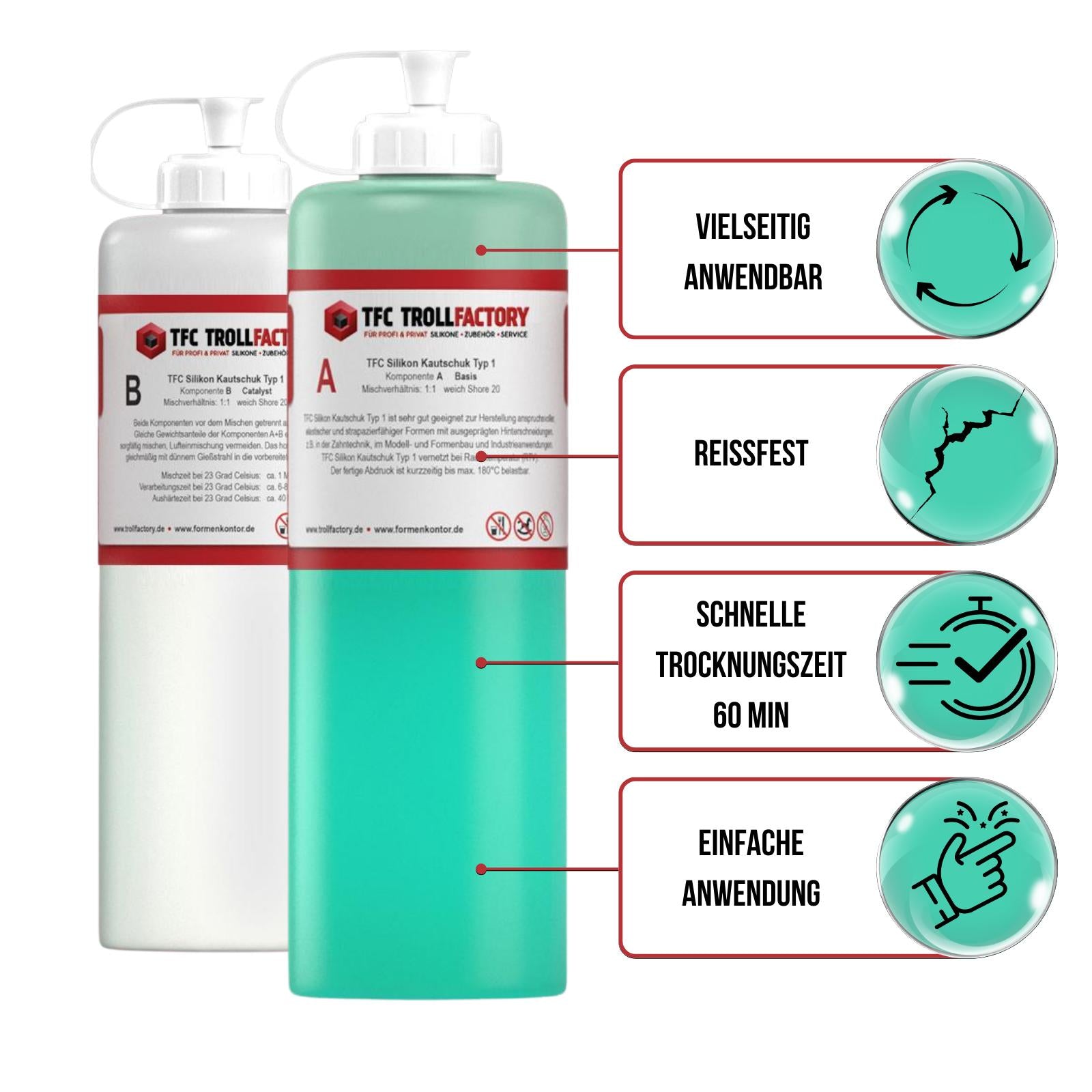 TFC Silikon Kautschuk Typ 1 Abformsilikon weich 1:1 NV Troll Factory RTV BESTSELLER 2024