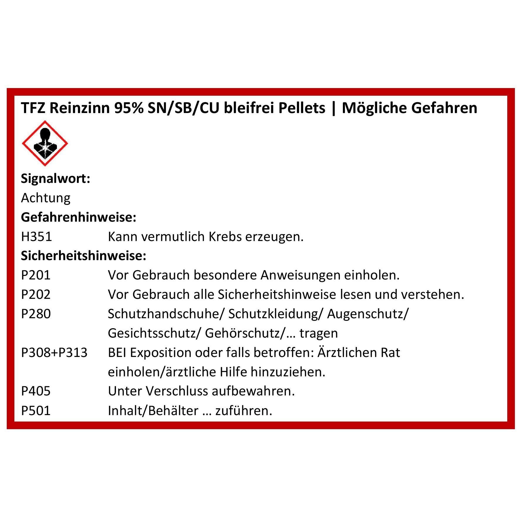 TFZ Reinzinn 95% SN/SB/CU bleifrei Pellets