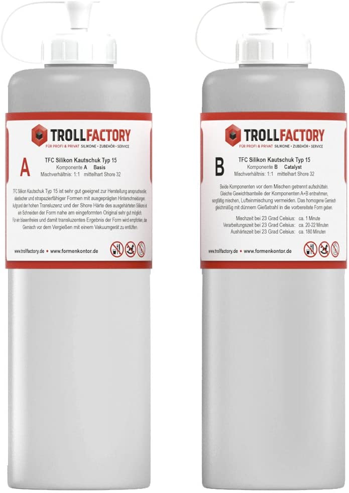 Silikon Kautschuk Typ 15 I Dubliersilikon mittelhart I transluzent I Made in Germany