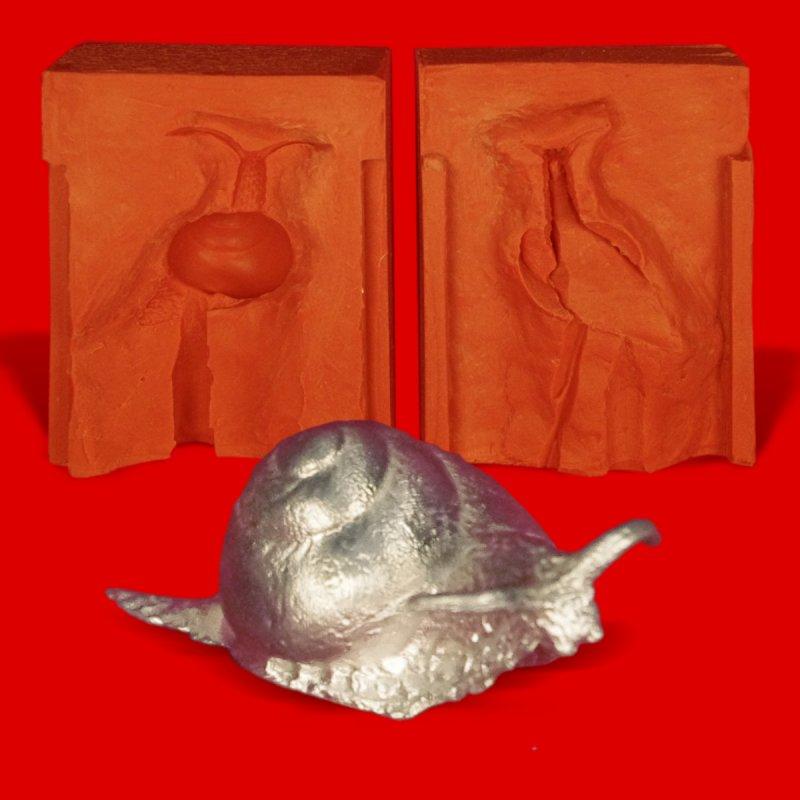 Zinn Giessform Schnecke 1 - Silikonform hitzebeständig - benötigt ca. 45g Reinzinn