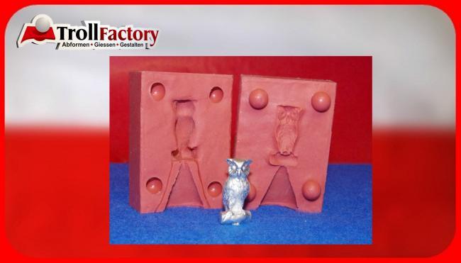 Pewter mold owl on branch - heat-resistant silicone mold - requires approx. 25g pure tin