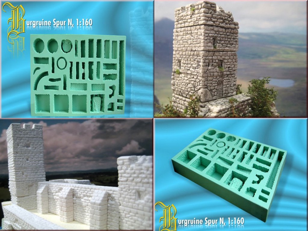 Silicone mold N scale castle ruins