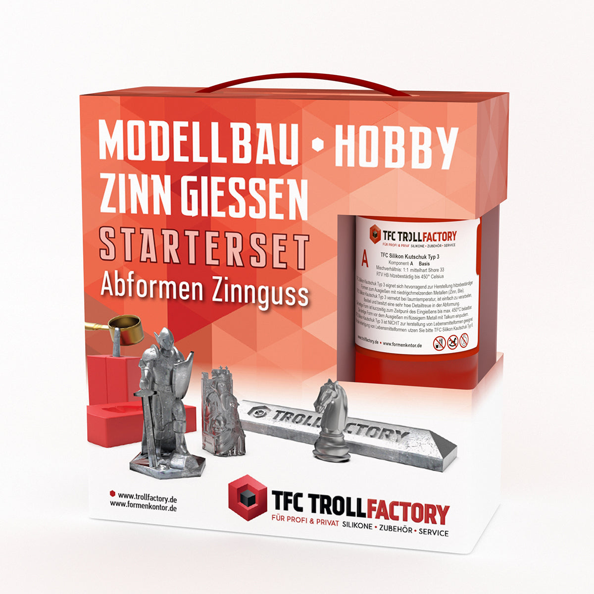 Starterset Formenbau Silikon Kautschuk hitzebeständige Formen Zinnguß HB klein