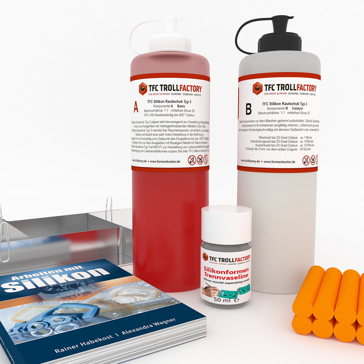 Starterset Formenbau Silikon Kautschuk hitzebeständige Formen Zinnguß HB klein