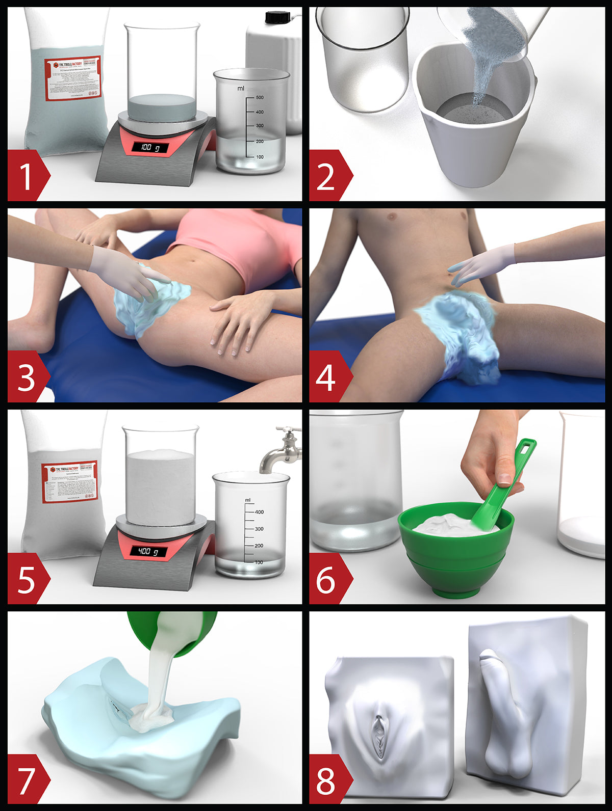 Abformset Alginat 3D Körper Intimabformung Frau Mann