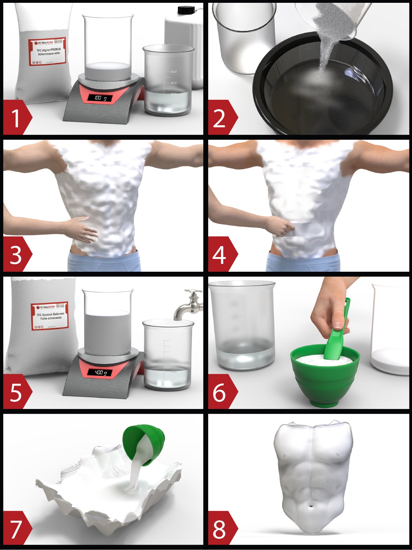 Abformset Alginat 3D Körper Torso