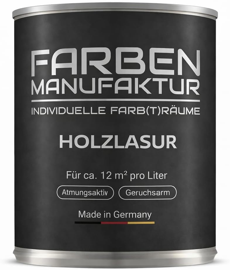 Farben Manufaktur Holzlasur Lasur Holzfarbe Holzschutzlack Wetterschutz UV beständig Holzlack lasierend n. deckend RAL 0,5L, Farbe: ca. RAL 1033 Dahliengelb