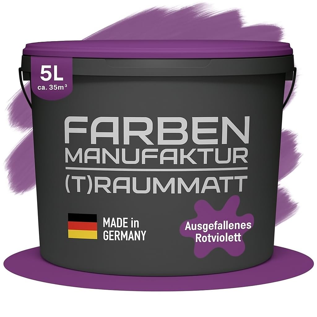 Farben Manufaktur (T) raummatt Wandfarbe Innenwandfarbe Innenfarbe Dispersionsfarbe Trendfarbe 2022 1/2/5/10L, Farbe: luftiges rosa, Größe: 2L