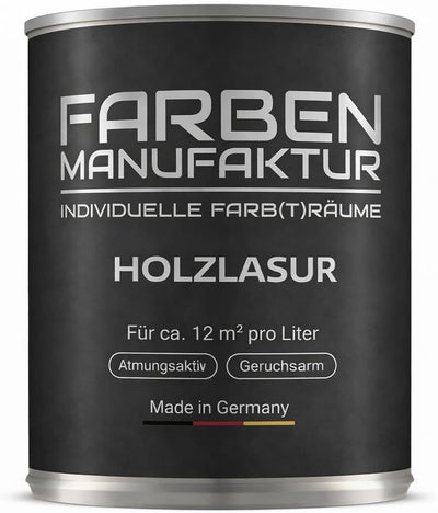 Farben Manufaktur Holzlasur Lasur Holzfarbe Holzschutzlack Wetterschutz UV beständig Holzlack lasierend n. deckend RAL 0,5L, Farbe: ca. RAL 7005 Mausgrau