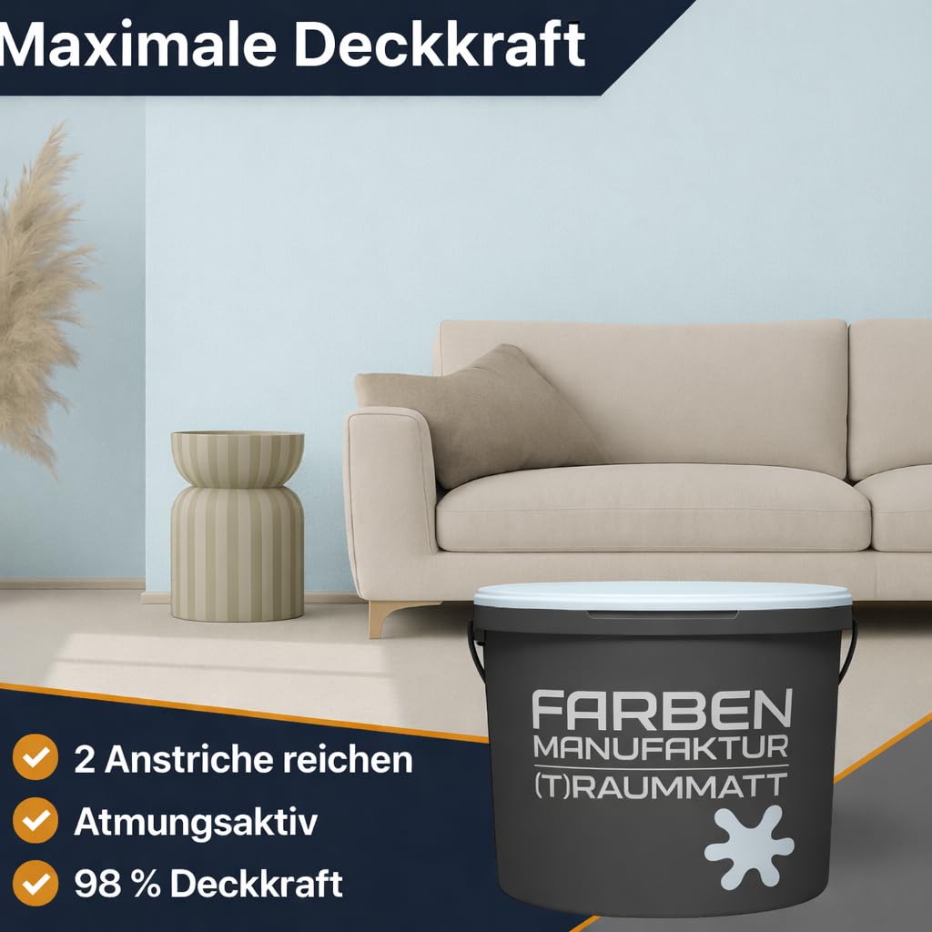 Farben Manufaktur (T) raummatt Wandfarbe Innenwandfarbe Innenfarbe Dispersionsfarbe Trendfarbe 2022 1/2/5/10L, Farbe: luftiges rosa, Größe: 2L