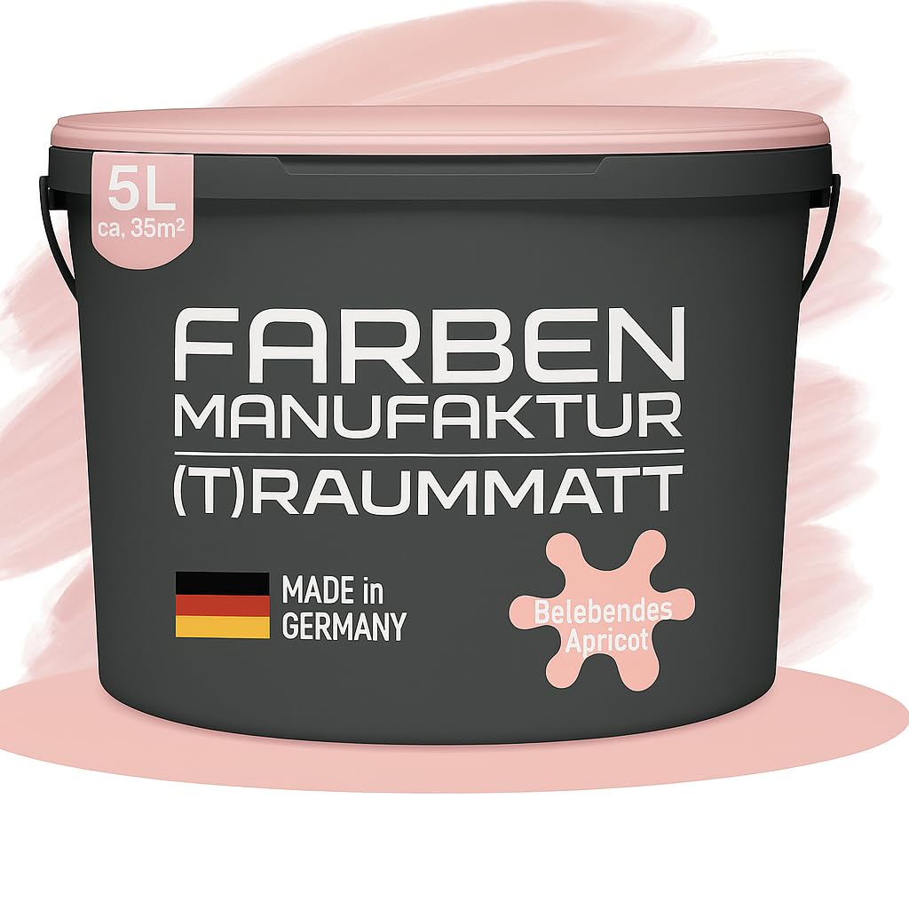 Farben Manufaktur (T) raummatt Wandfarbe Innenwandfarbe Innenfarbe Dispersionsfarbe Trendfarbe 2022 1/2/5/10L, Farbe: luftiges rosa, Größe: 2L
