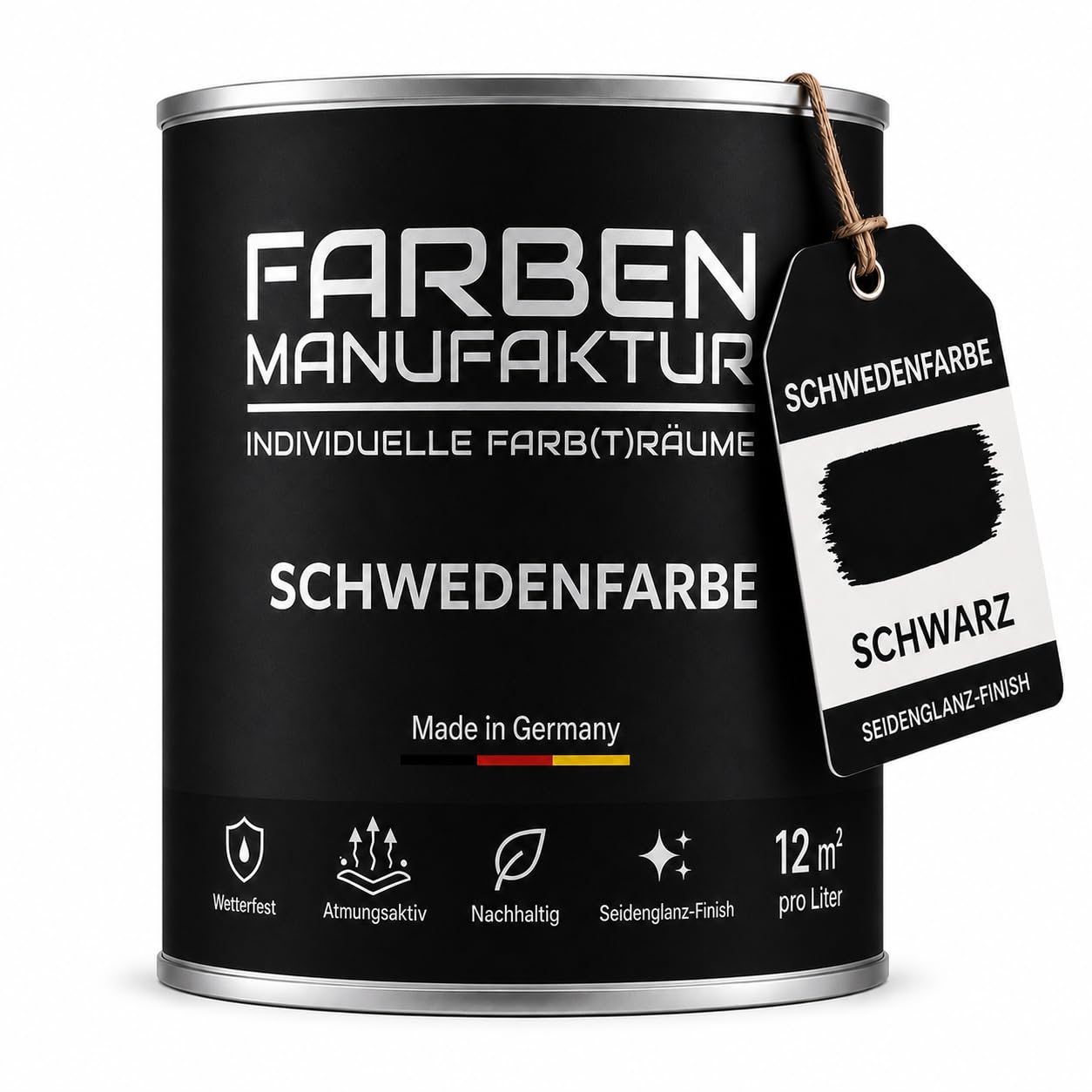 Schwedenfarbe Holzfarbe Außen Wetterfest – Holzschutzfarbe für Fassade, Gartenhaus, Zaun & Scheune – Diffusionsoffen & Nachhaltig Wetterschutzfarbe 1/2/5L, Größe: 2L, Farbe: Schweden moosgrün