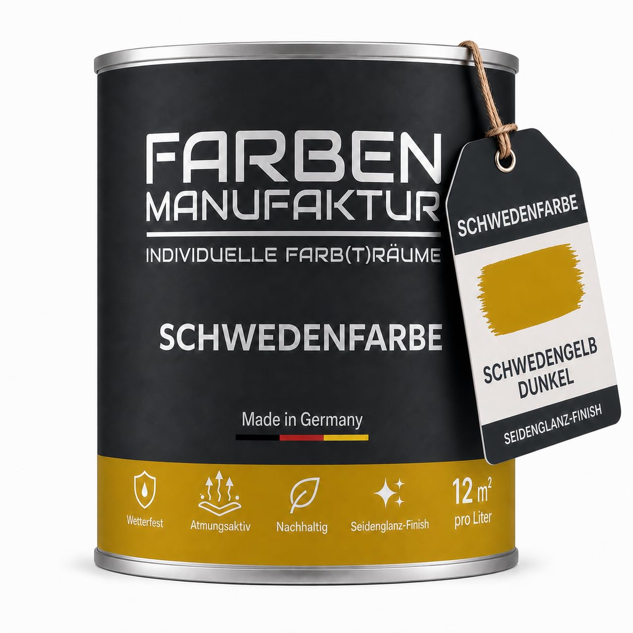 Schwedenfarbe Holzfarbe Außen Wetterfest – Holzschutzfarbe für Fassade, Gartenhaus, Zaun & Scheune – Diffusionsoffen & Nachhaltig Wetterschutzfarbe, Größe: 1L, Farbe: Schweden blau