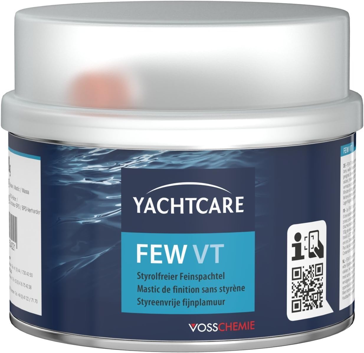 Yachtcare Feinspachtel 500g styrolfrei – 2K Polyesterspachtel für Auto, Boot, Metall, Holz & GFK – geringer Schrumpf, schnell trocken und schleifbar