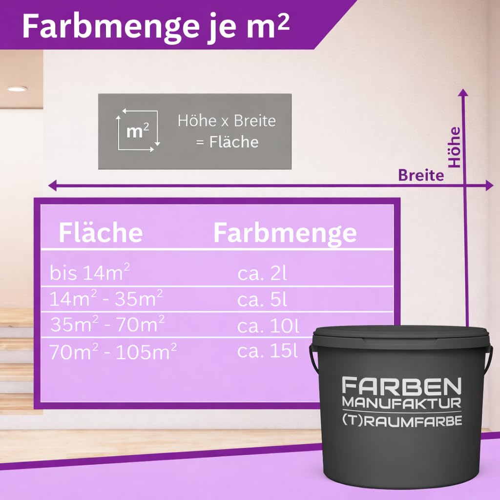 Farben Manufaktur Wandfarbe grau Innenwandfarbe Innenfarbe matt grau RAL Profi direkt deckend 5L, Farbe: RAL 7042 Verkehrsgrau A
