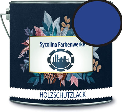 Holzschutzlack Holzlack Holzlasur wetterbeständiger Langzeitschutz Wetterschutzfarbe Holzschutzfarbe RAL 5005 Signalblau // Sycolina Farbenwerke