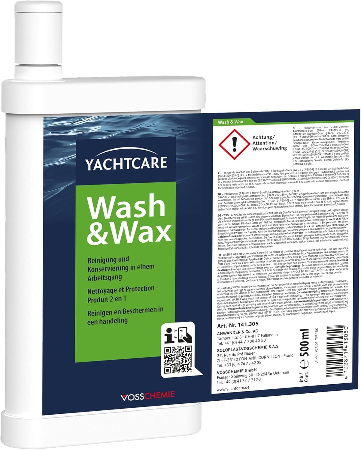 Yachtcare Wash & Wax 500ml - Reinigung & Versiegelung in einem Arbeitsgang
