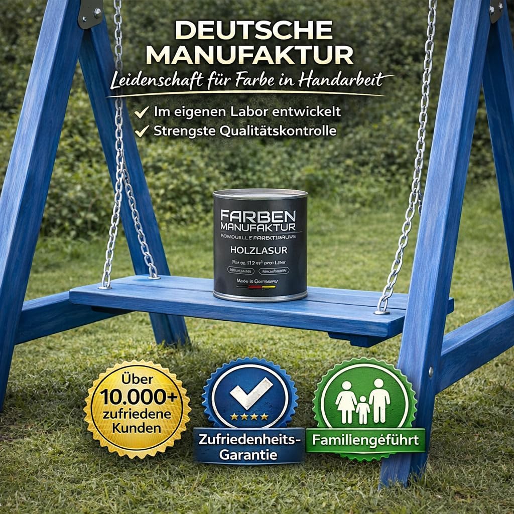 Farben Manufaktur Holzlasur Lasur Holzfarbe Holzschutzlack Wetterschutz UV beständig Holzlack lasierend n. deckend RAL 0,5L, Farbe: ca. RAL 7005 Mausgrau