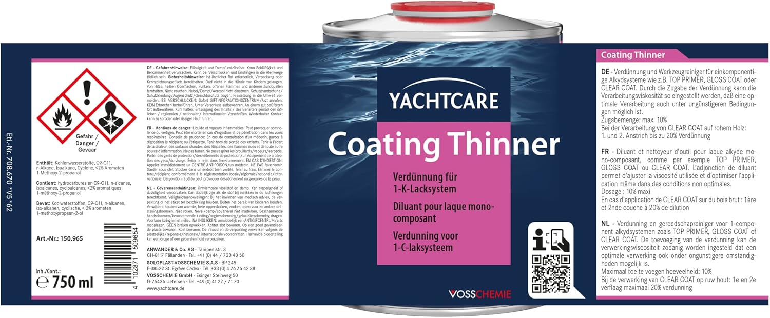 Yachtcare Verdünner Coating THINNER, transparent, 750ML, 150965