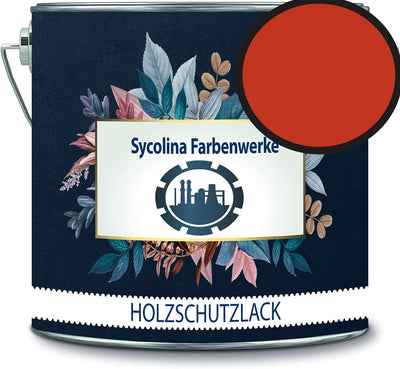 Holzschutzlack Holzlack Holzlasur wetterbeständiger Langzeitschutz Wetterschutzfarbe Holzschutzfarbe RAL 2002 Blutorange // Sycolina Farbenwerke