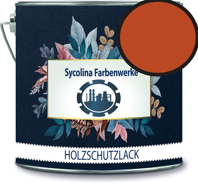 Holzschutzlack Holzlack Holzlasur wetterbeständiger Langzeitschutz Wetterschutzfarbe Holzschutzfarbe RAL 2001 Rotorange // Sycolina Farbenwerke