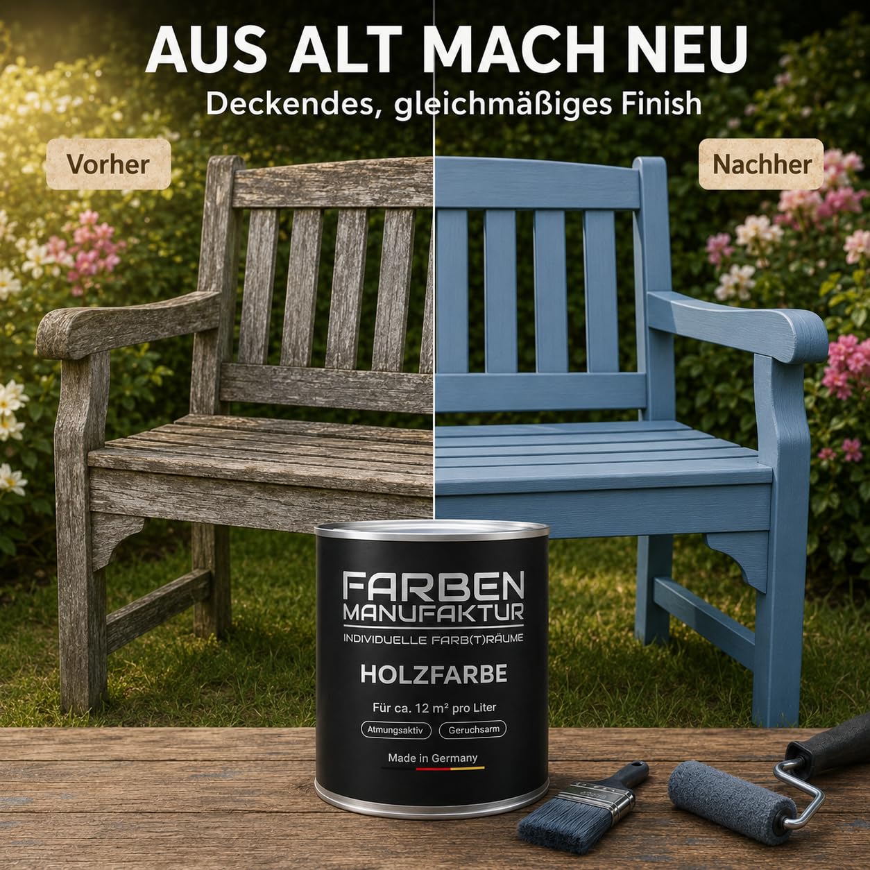Farben Manufaktur Holzfarbe Wetterschutzfarbe Holzlack Holzschutzlack Holzdecklack Trendtöne 1L, Farbe: weiß