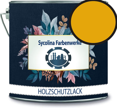 Holzschutzlack Holzlack Holzlasur wetterbeständiger Langzeitschutz Wetterschutzfarbe Holzschutzfarbe RAL 1004 Goldgelb // Sycolina Farbenwerke