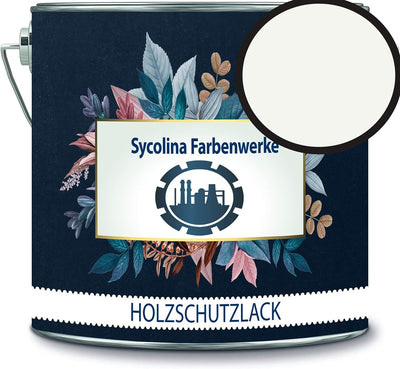 Holzschutzlack Holzlack Holzlasur wetterbeständiger Langzeitschutz Wetterschutzfarbe Holzschutzfarbe RAL 9010 Reinweiß // Sycolina Farbenwerke