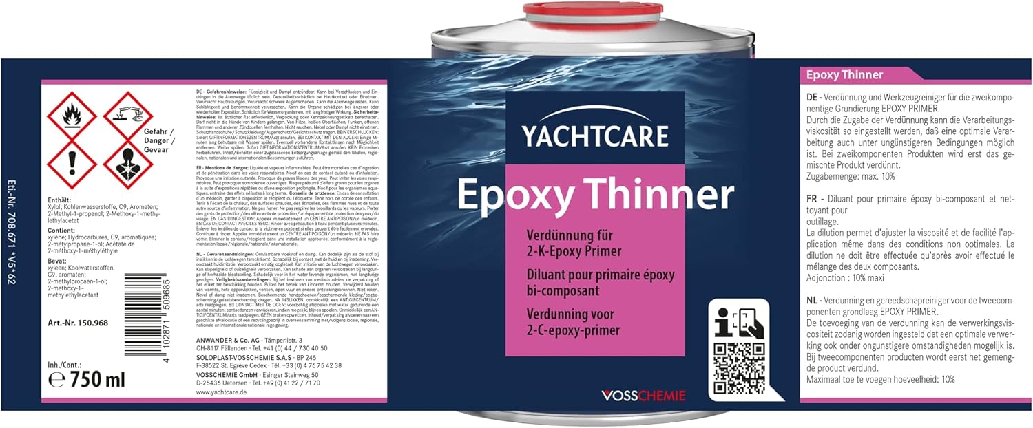 Yachtcare Verdünner EPOXY THINNER, transparent, 750ML, 150968