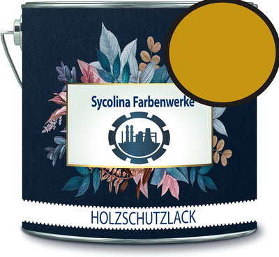Holzschutzlack Holzlack Holzlasur wetterbeständiger Langzeitschutz Wetterschutzfarbe Holzschutzfarbe RAL 1005 Honiggelb // Sycolina Farbenwerke