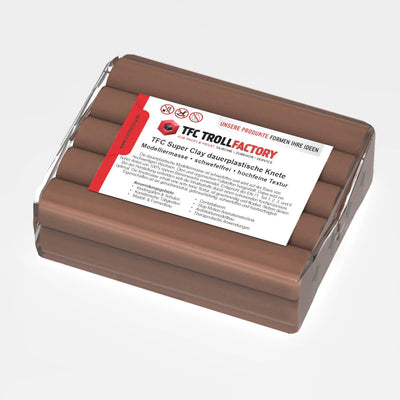 TFC SUPER CLAY Knete braun Modelliermasse hochfeine Textur geschmeidig formstabil dauerplastisch
