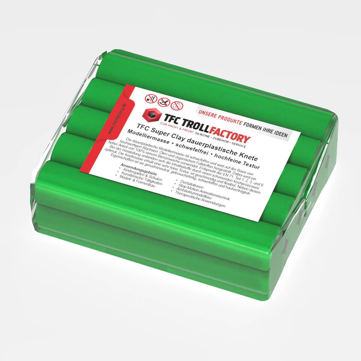 TFC SUPER CLAY Knete grün Modelliermasse hochfeine Textur geschmeidig formstabil dauerplastisch