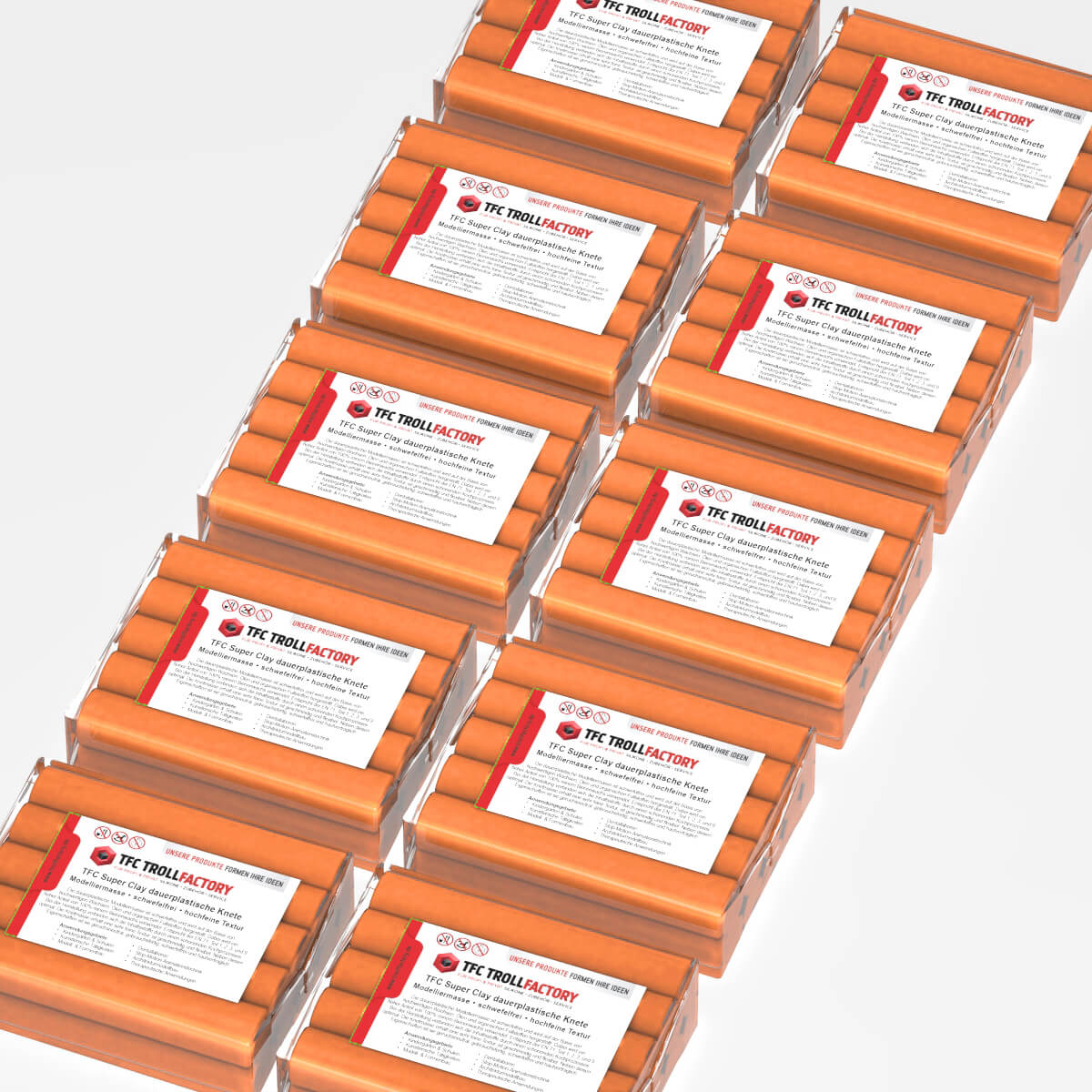 TFC SUPER CLAY Knete orange Modelliermasse hochfeine Textur geschmeidig formstabil dauerplastisch