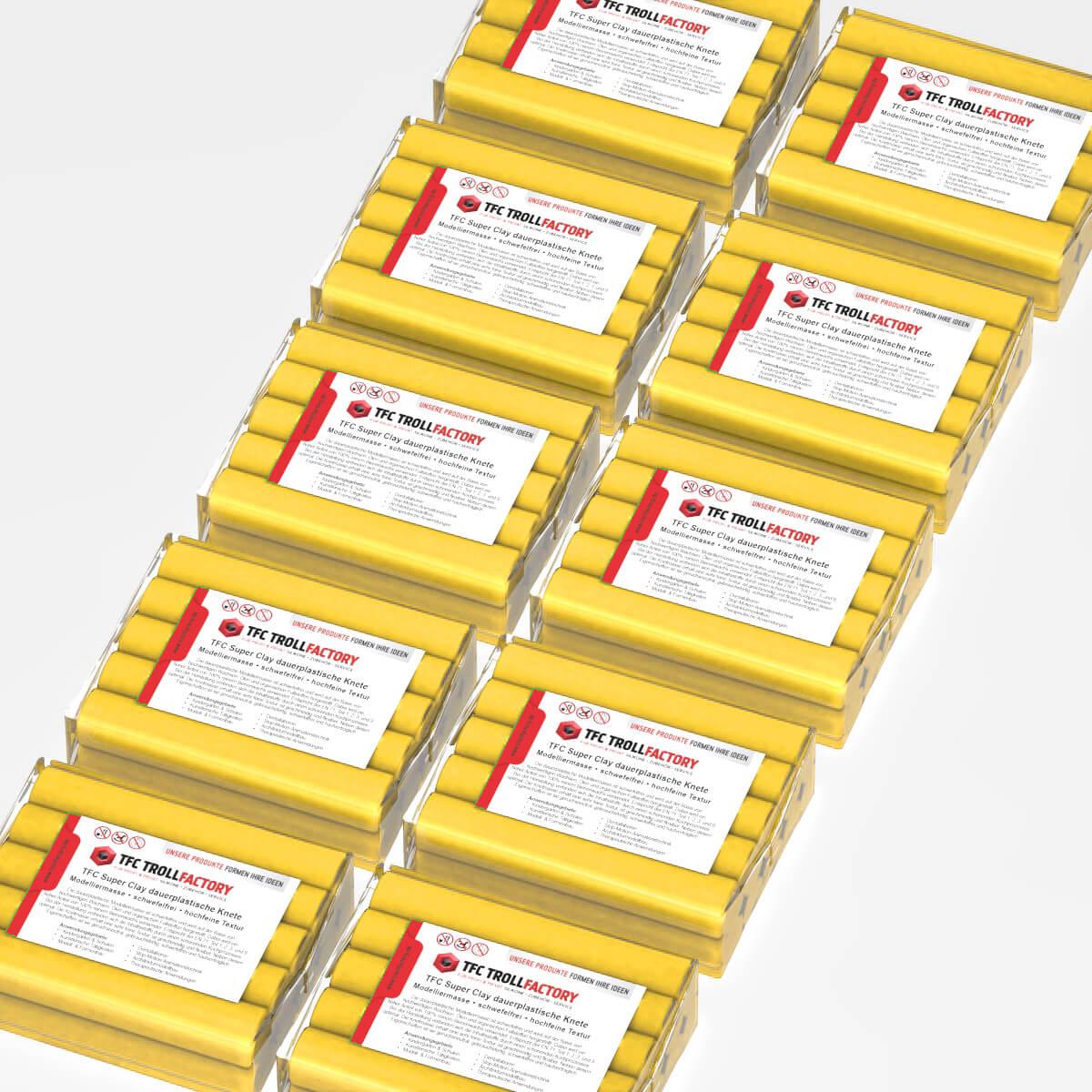 TFC SUPER CLAY Knete gelb Modelliermasse hochfeine Textur geschmeidig formstabil dauerplastisch