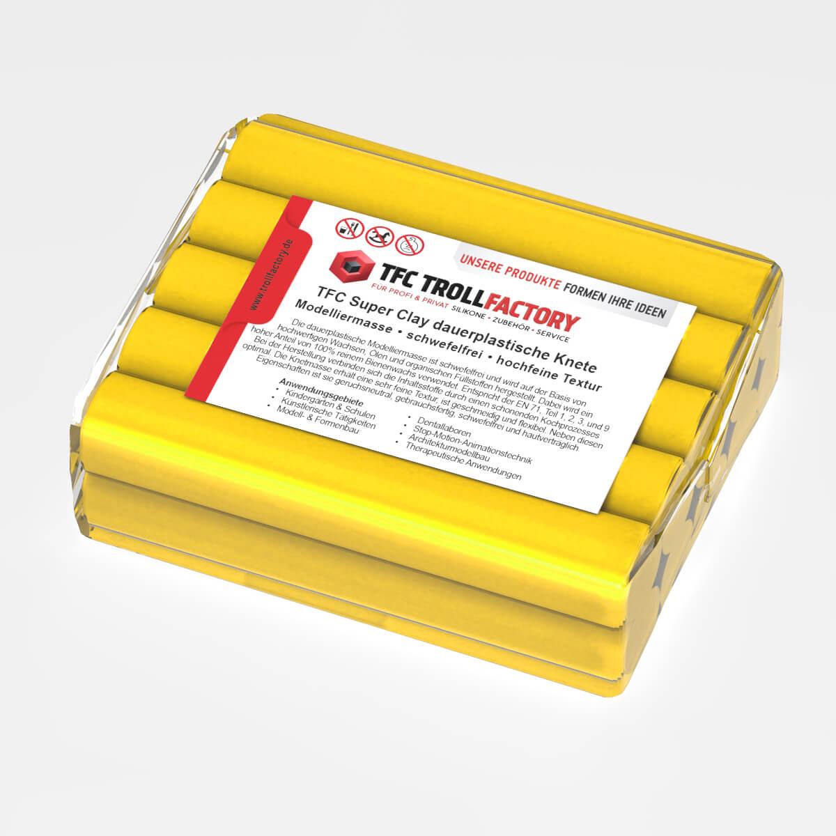 TFC SUPER CLAY Knete gelb Modelliermasse hochfeine Textur geschmeidig formstabil dauerplastisch