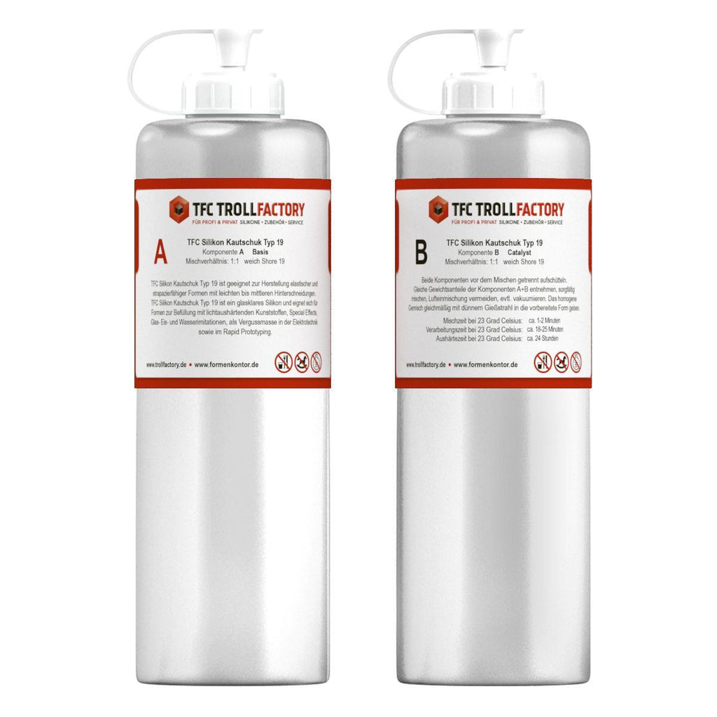 Polyment silicone rubber type 19 crystal clear transparent shore 1:1 s